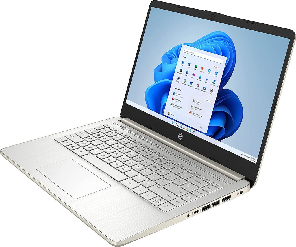 HP 2022 Newest Premium 14-inch HD Laptop| Intel Celeron N4020 to 2.8GHz 8GB RAM 128GB(64GB SSD+ 64GB Card)| Webcam Bluetooth HDMI USB-C Wi-Fi| Win 11 S with 1 Year MS 365| LIONEYE Bundle| Pale Gold