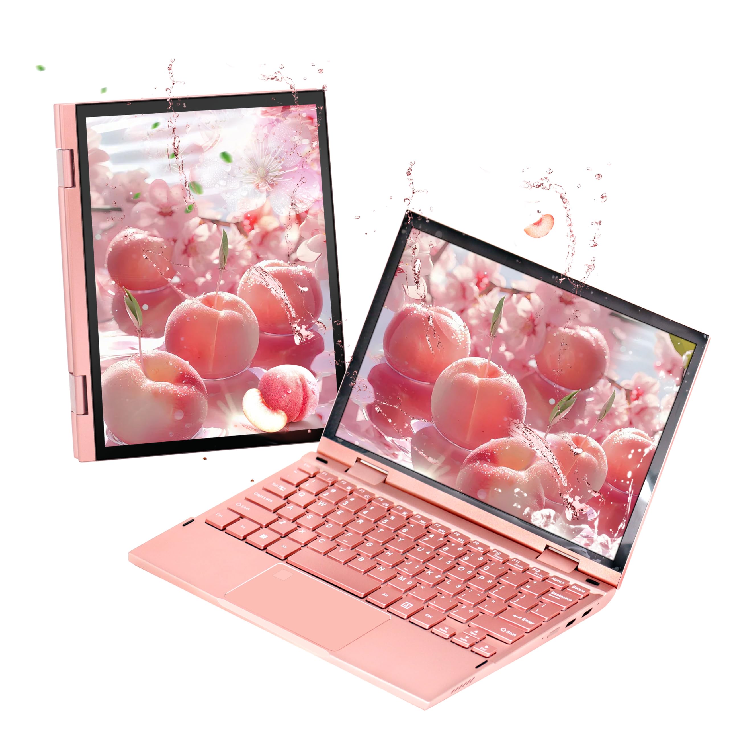 2-in-1 Mini Laptop: 10.95" 2K FHD IPS Touchscreen In tel N95 CPU 16GB DDR5 RAM Ultra-Thin Metal Body Win 11 PC Full-Function Type-C Cooling Fan Fingerprint Sensor Backlit Keyboard (16GB+512GB)